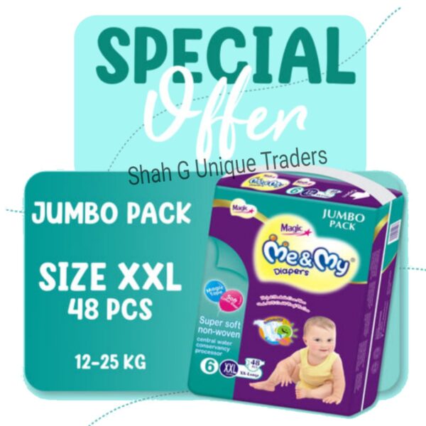 Me & Magic Best Baby Diapers,Leak proof Diapers XXL Size (48 Pcs)