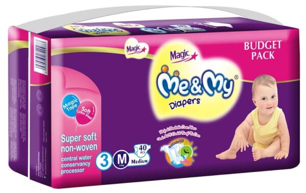 Me & My Magic Diapers ,Best baby diapers , Medium Size Economy pack(40 Pcs)