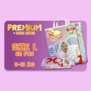 MY CHAMP Size 4 (Large). 60 PCS + FREE WIPES