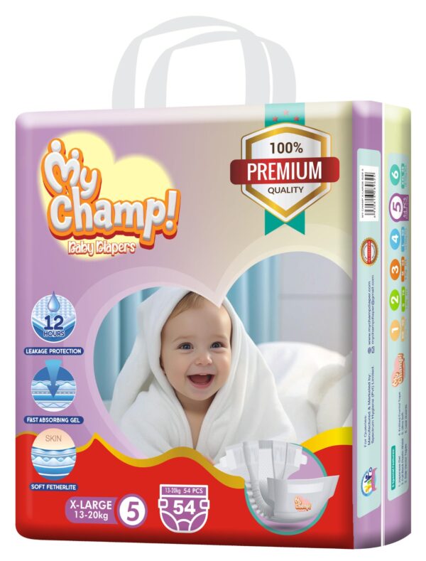 MY CHAMP Size 5 (XL). 54 PCS + FREE WIPES